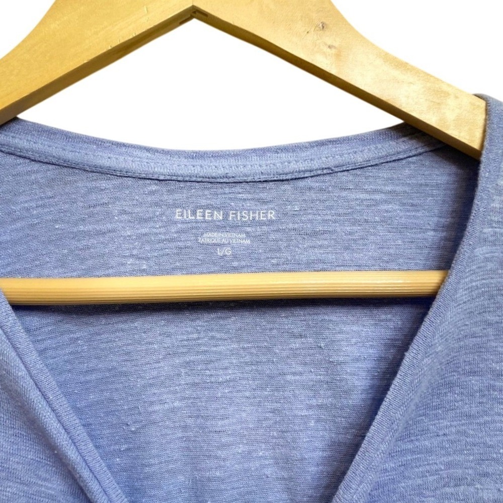 Eileen Fisher Hemp Organic Cotton Long Sleeve Tunic Top Periwinkle Blue Large - Picture 3 of 6